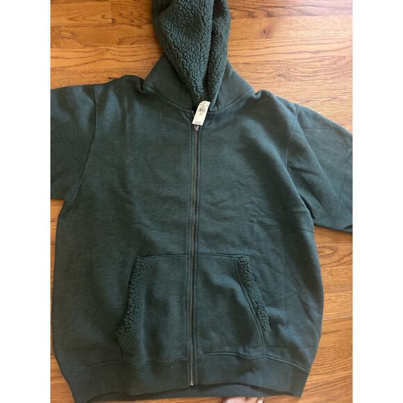 $60 Aerie Cotton Blend Fleece Zip Up Sweatshirt Hoodie Sze Medium Sage Green NWT - Picture 9 of 13